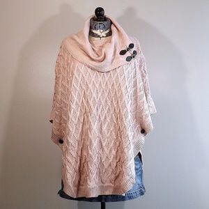 NWT Calvin Klein pale pink cowl neck sweater cape
